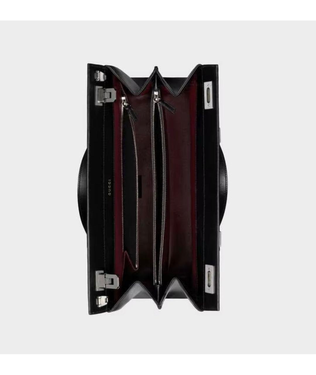 GUCCI Черная кожаная сумка с короткими ручками, фото 4