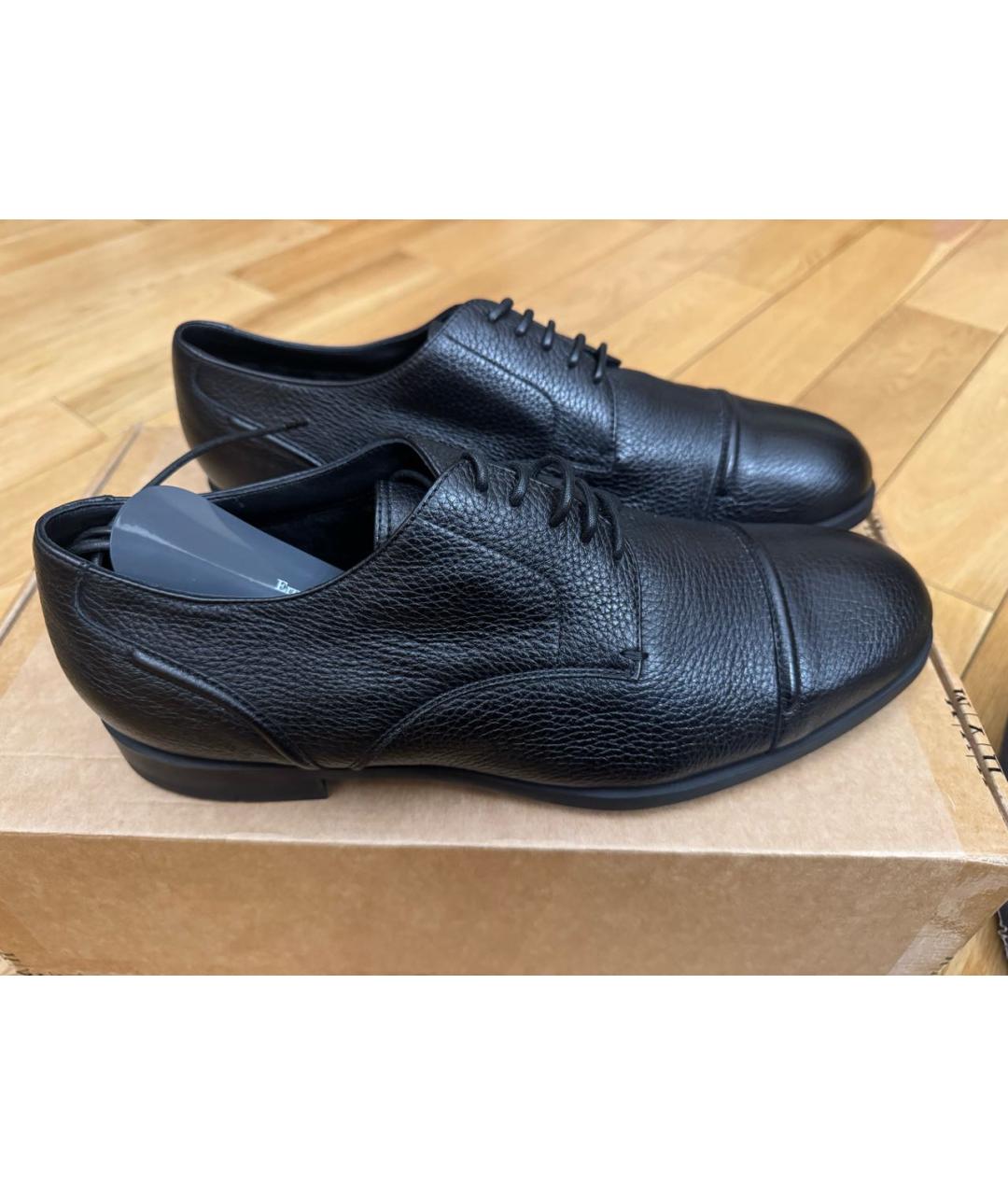 ZEGNA Черные кожаные низкие ботинки, фото 2