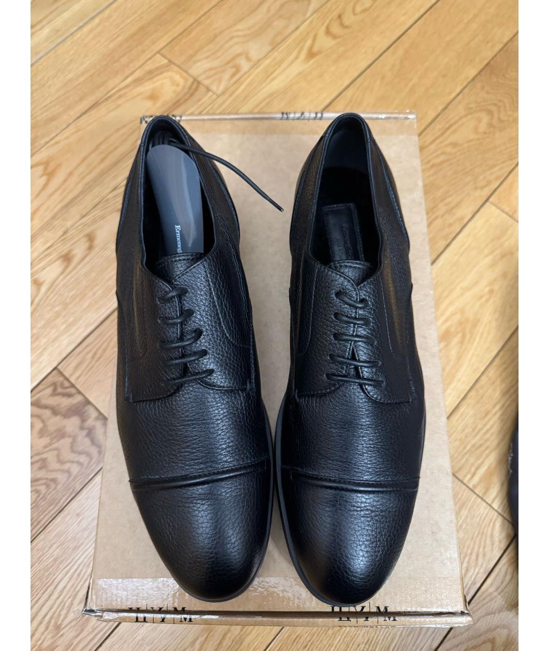 ZEGNA Черные кожаные низкие ботинки, фото 3