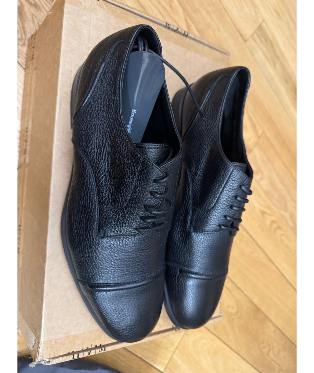 ZEGNA Черные кожаные низкие ботинки, фото 4