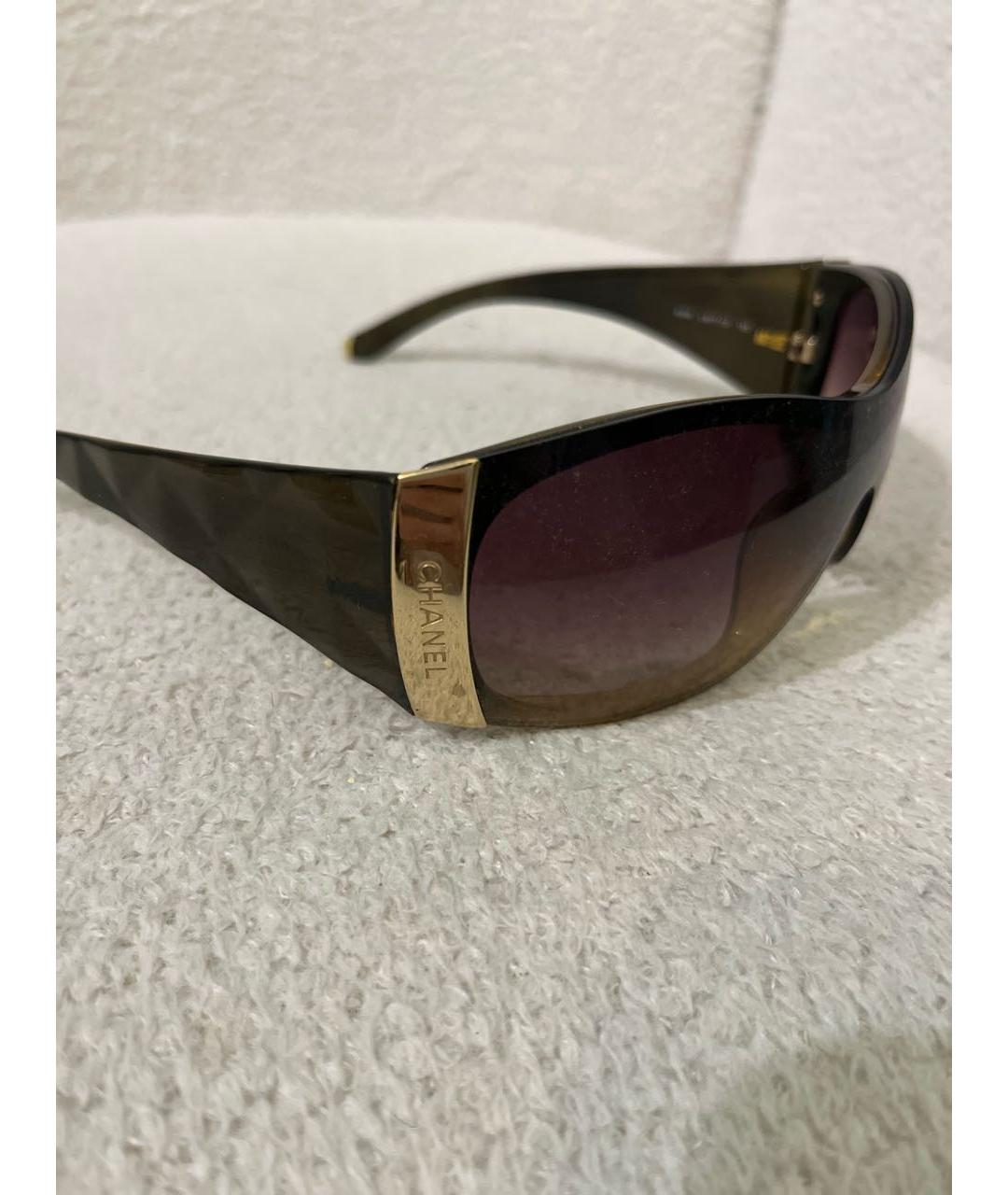 CHANEL Коричневые пластиковые солнцезащитные очки, фото 3