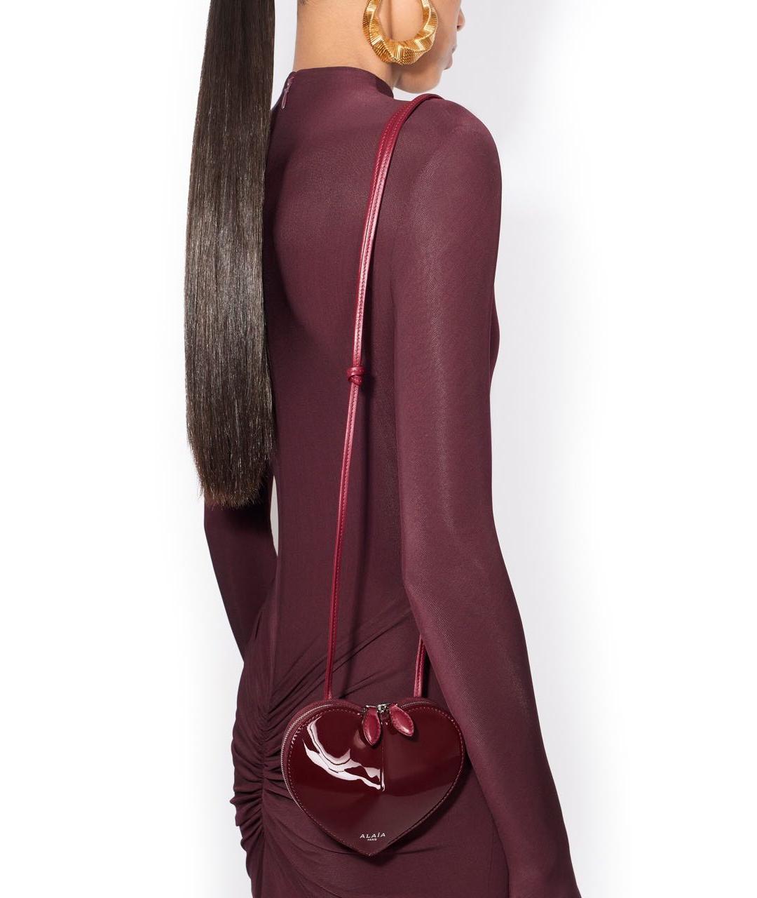 ALAIA Бордовая кожаная сумка через плечо, фото 3