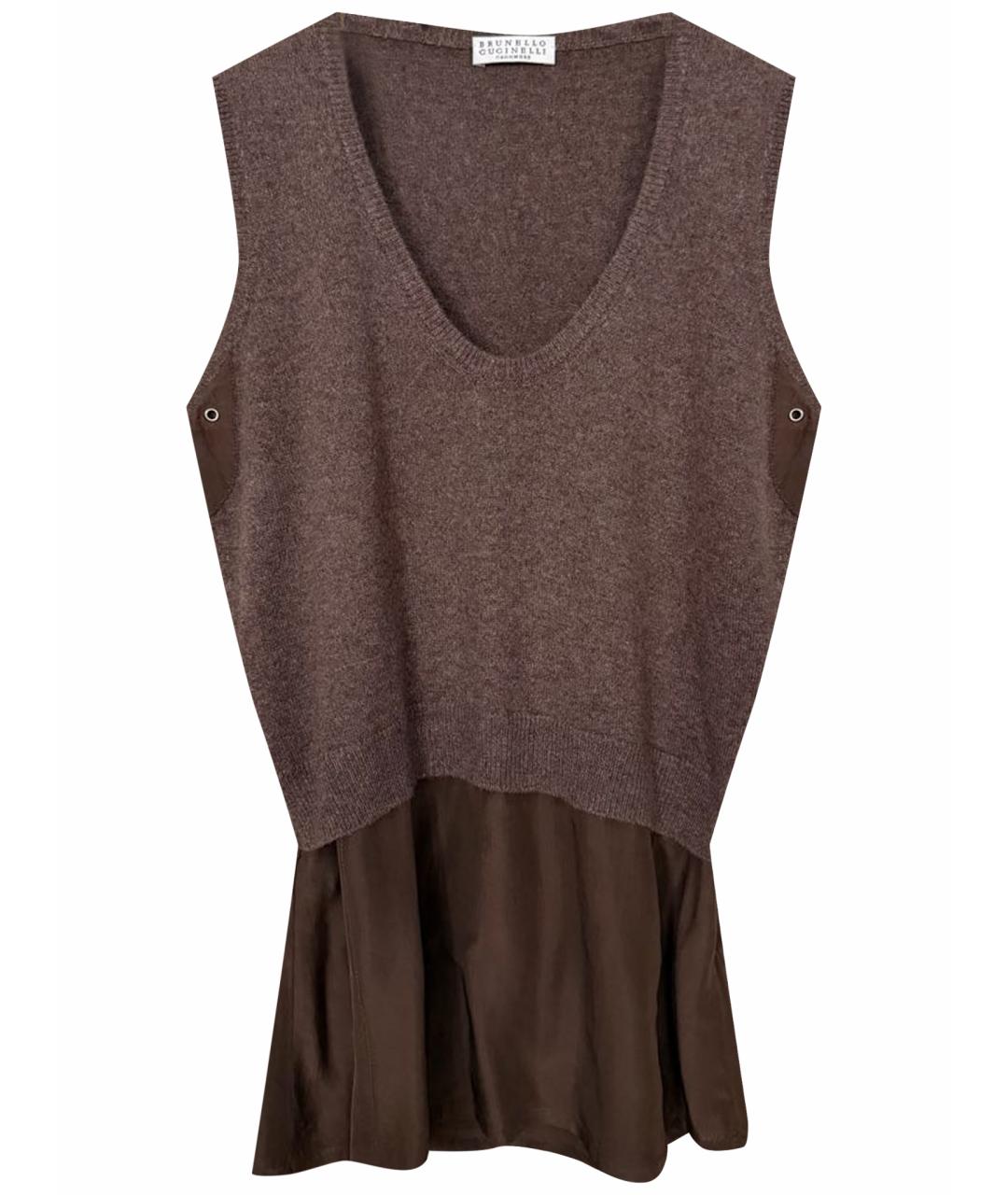 BRUNELLO CUCINELLI Коричневый кашемировый джемпер / свитер, фото 1
