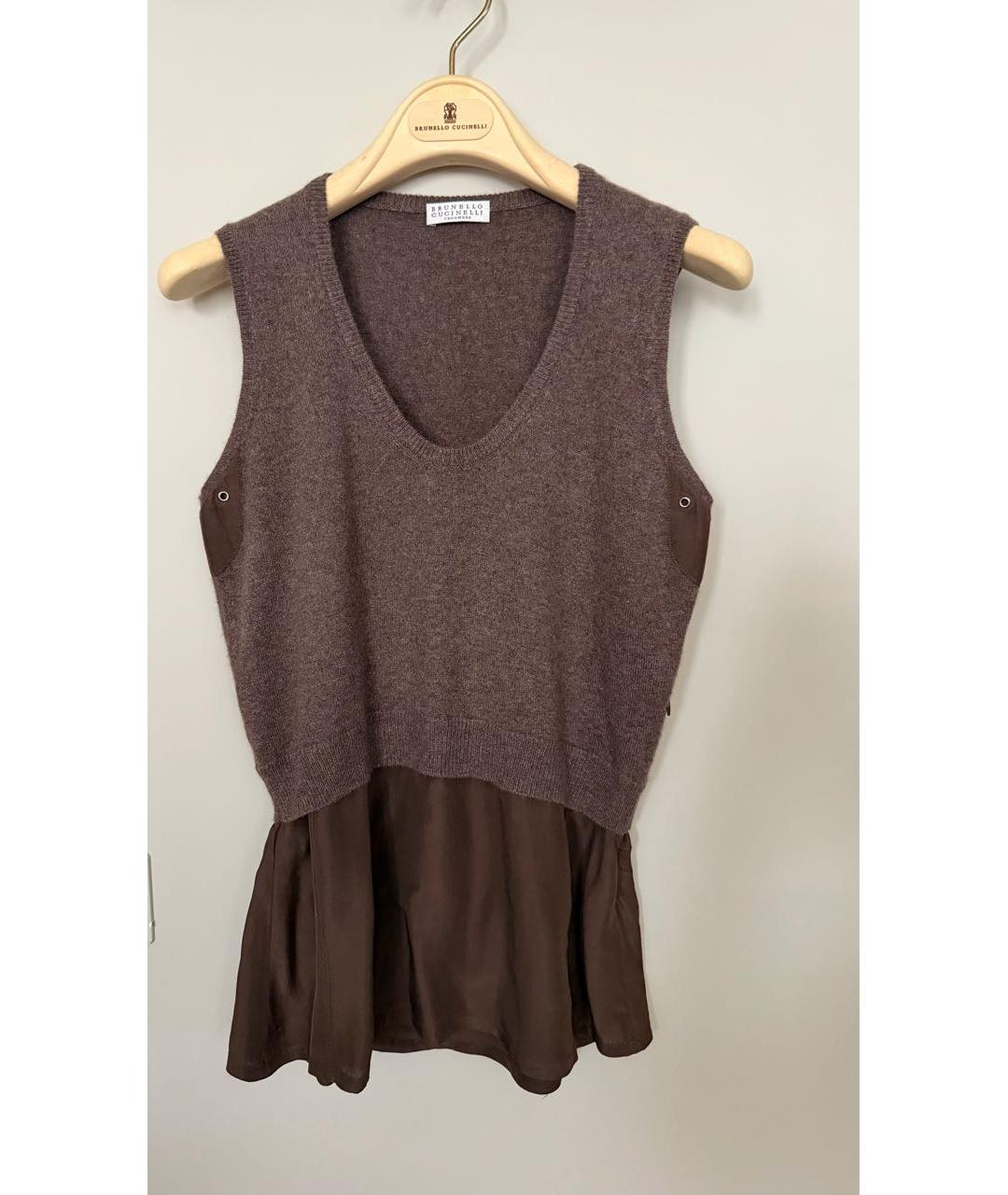 BRUNELLO CUCINELLI Коричневый кашемировый джемпер / свитер, фото 8