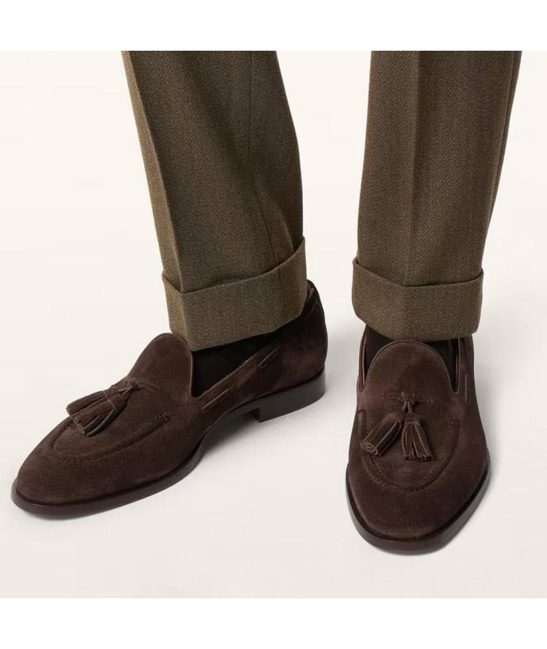 LORO PIANA Коричневые замшевые лоферы, фото 4