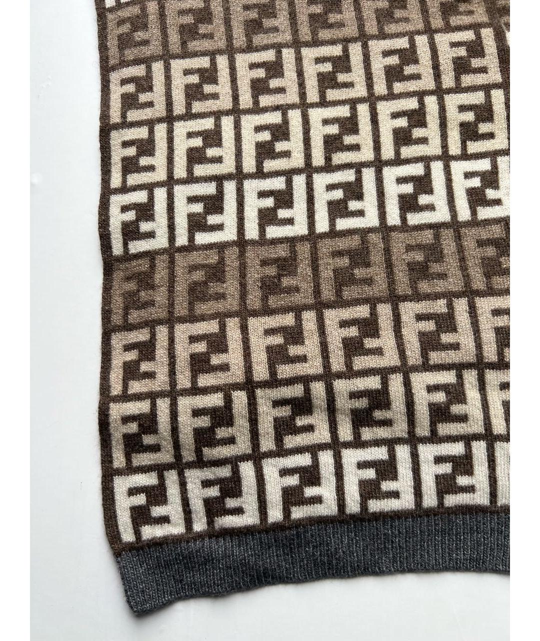 FENDI Коричневый шерстяной шарф, фото 3