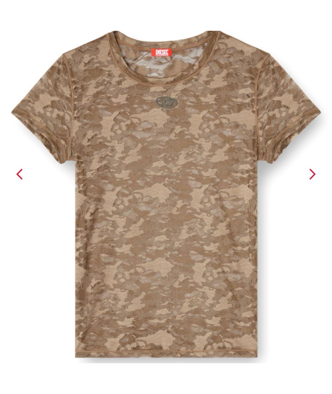 DIESEL Коричневая кружевная футболка, фото 1
