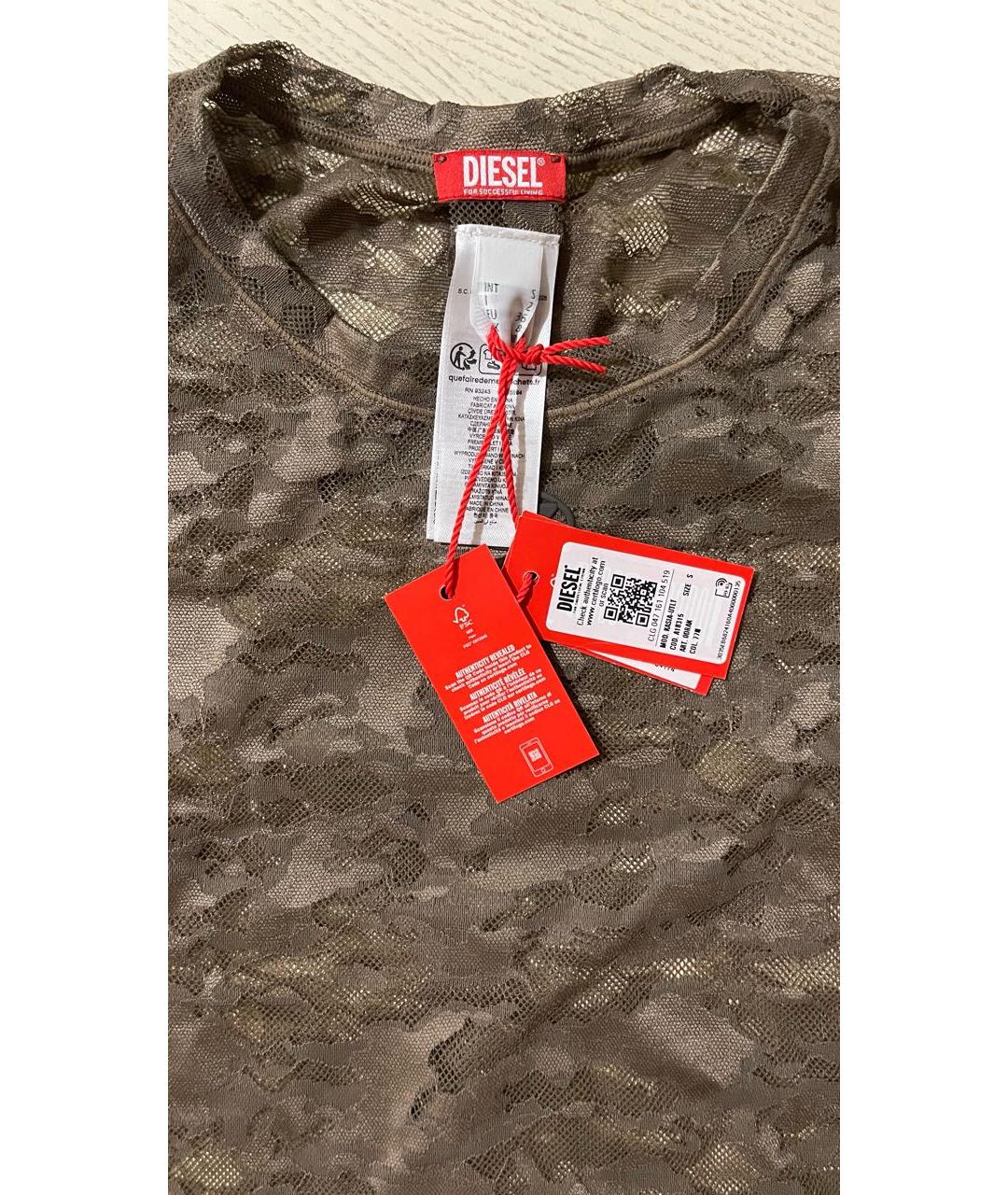 DIESEL Коричневая кружевная футболка, фото 3
