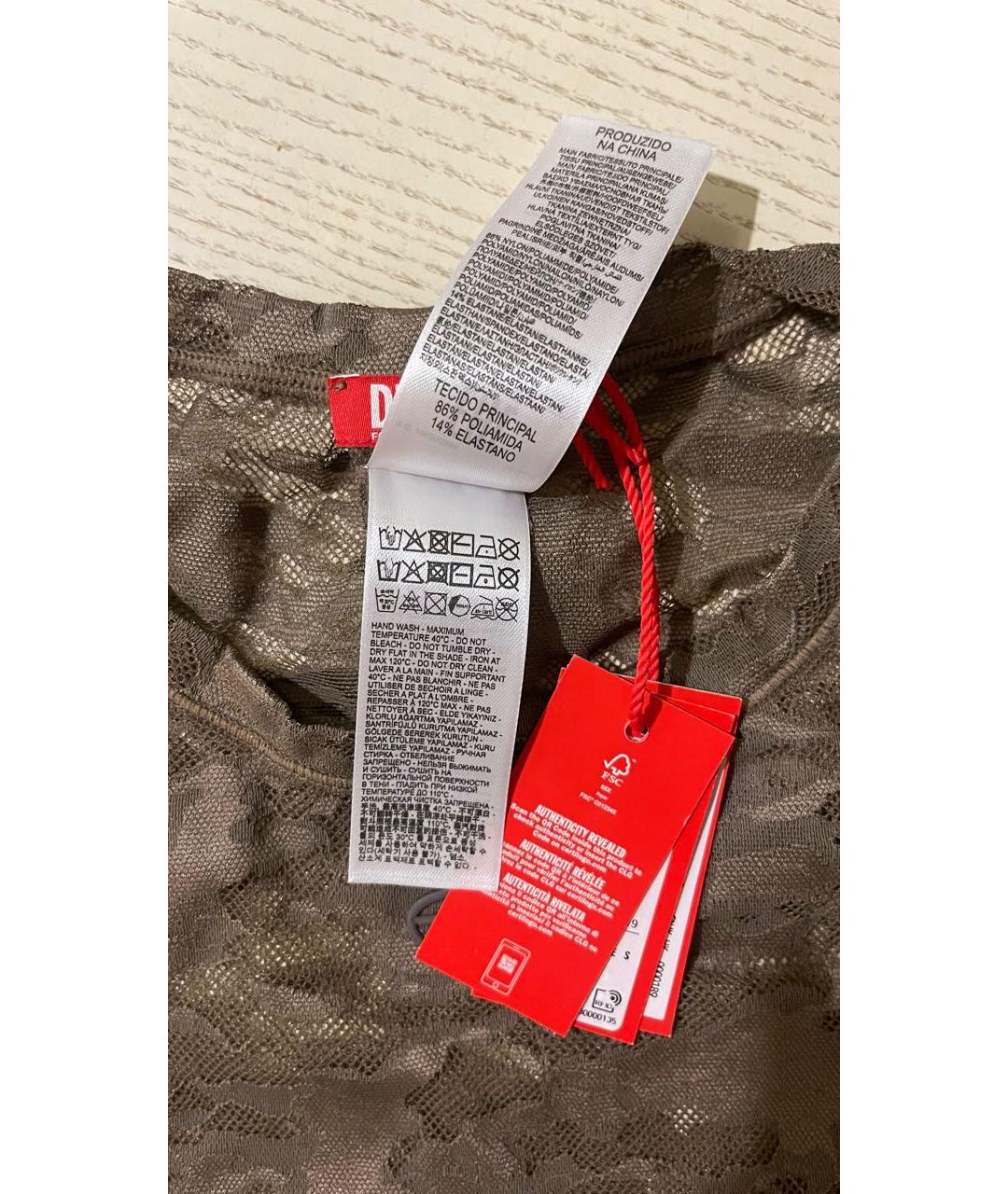 DIESEL Коричневая кружевная футболка, фото 4