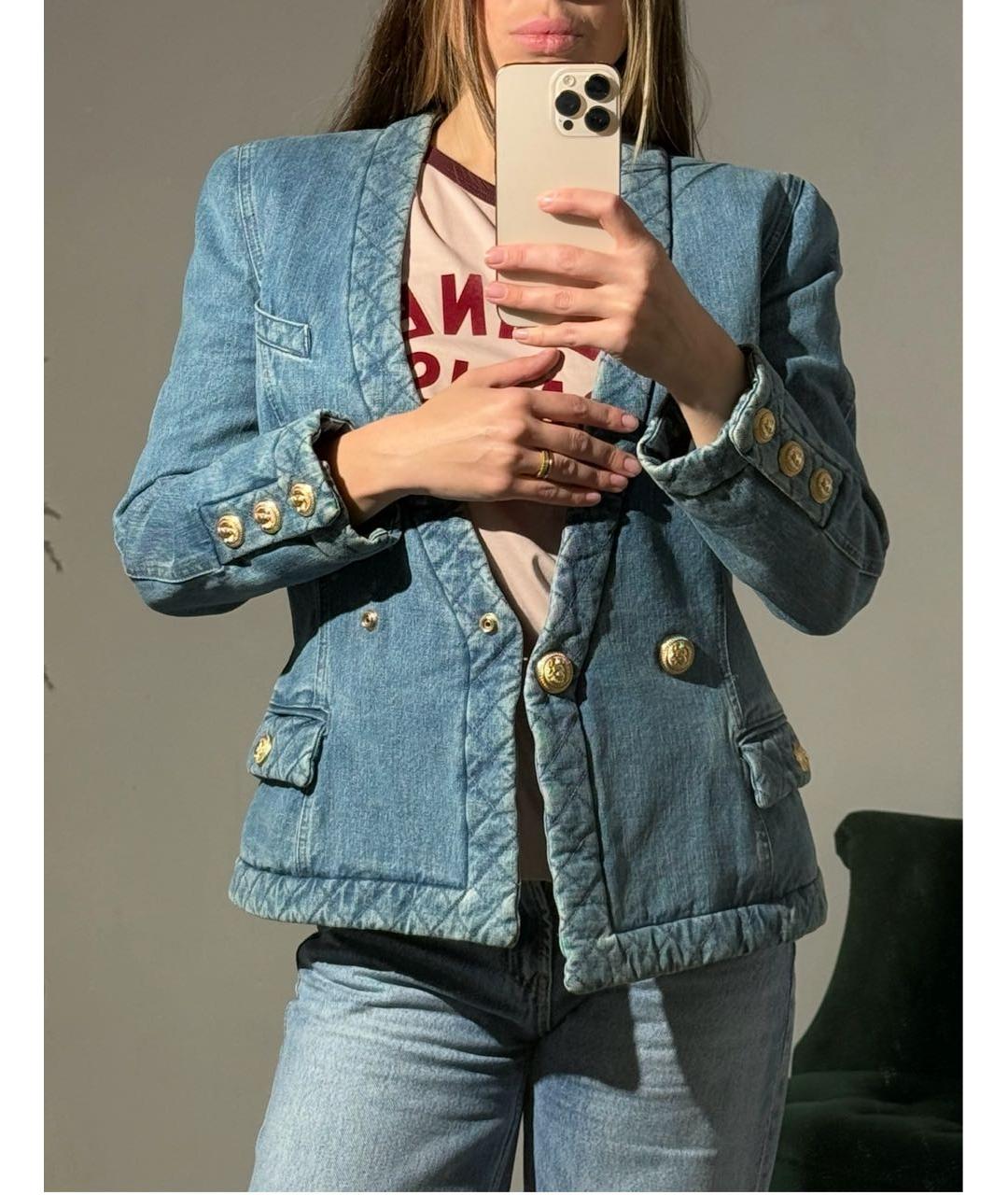 BALMAIN Синий хлопковый жакет/пиджак, фото 5
