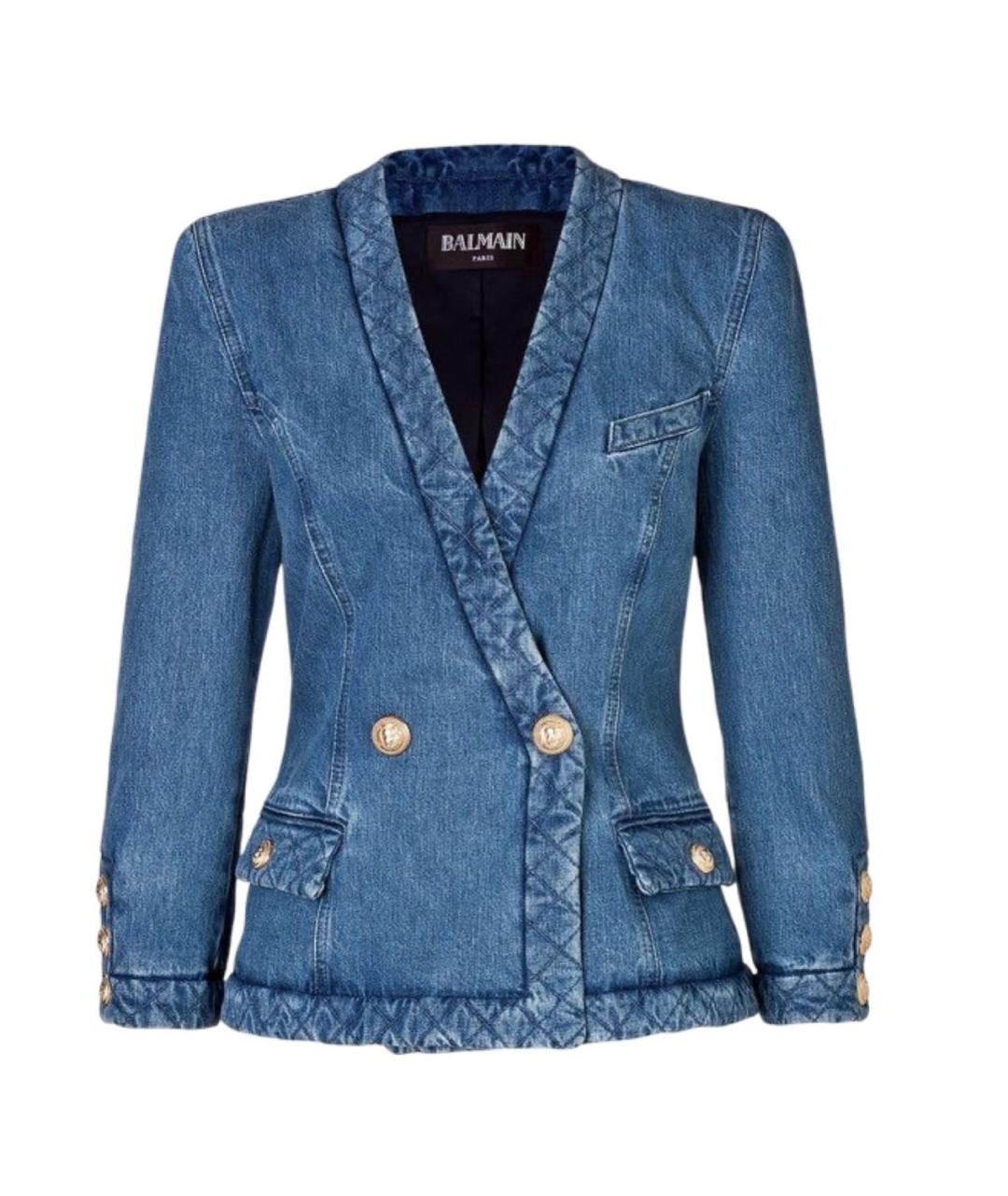 BALMAIN Синий хлопковый жакет/пиджак, фото 1