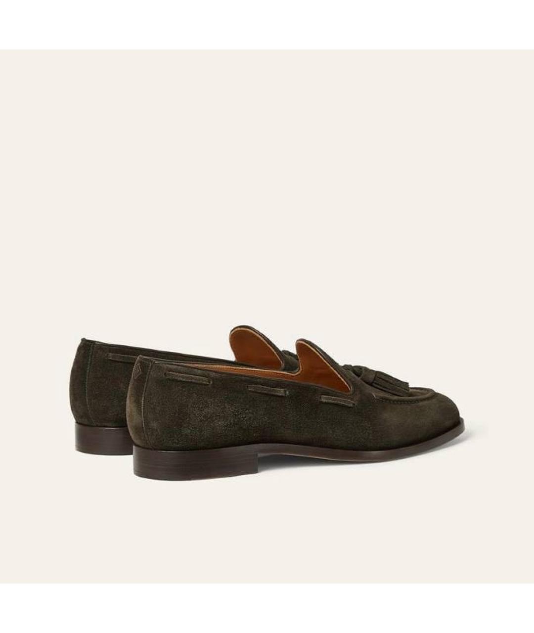 LORO PIANA Хаки замшевые лоферы, фото 2