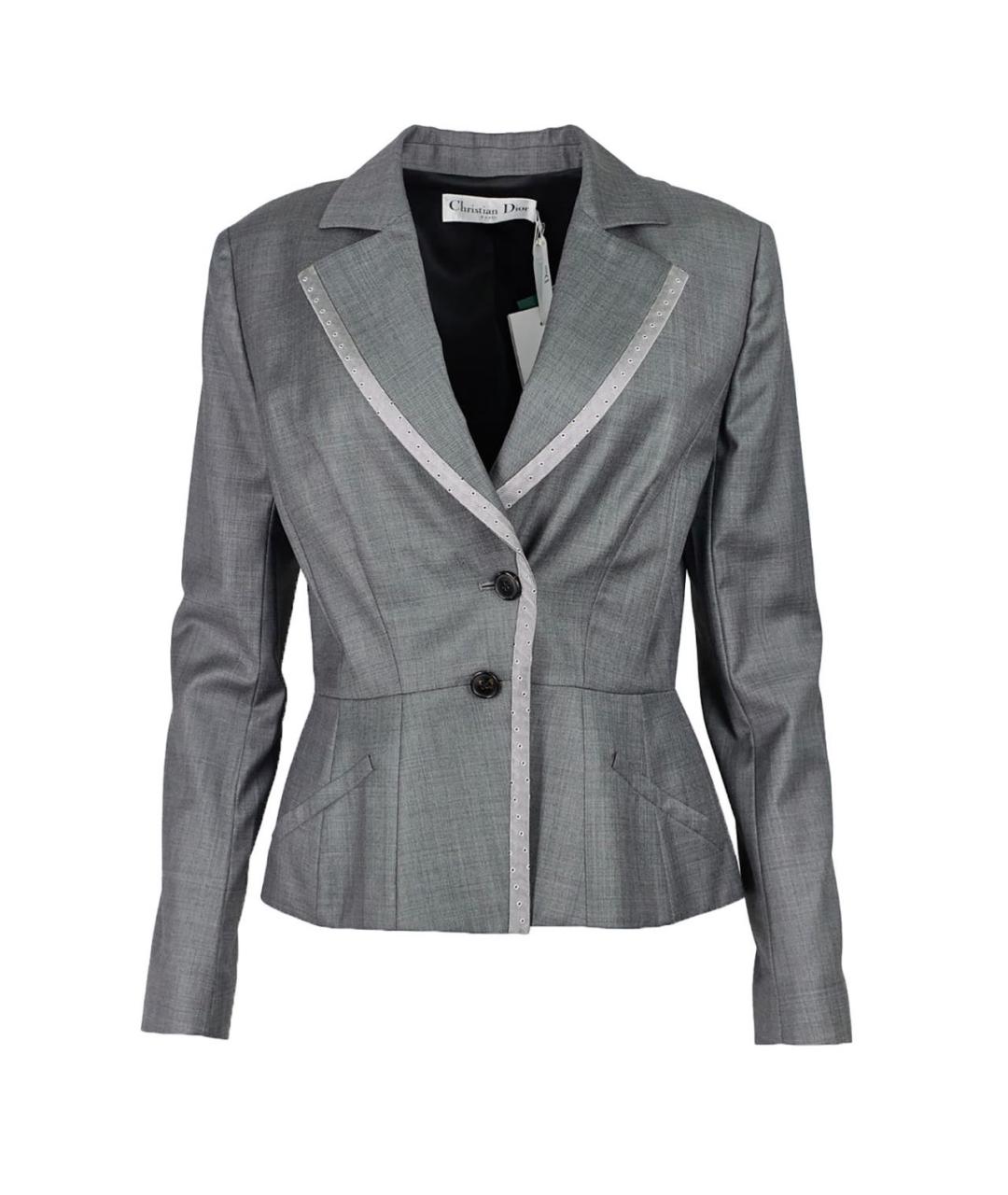 CHRISTIAN DIOR Серый шерстяной жакет/пиджак, фото 1