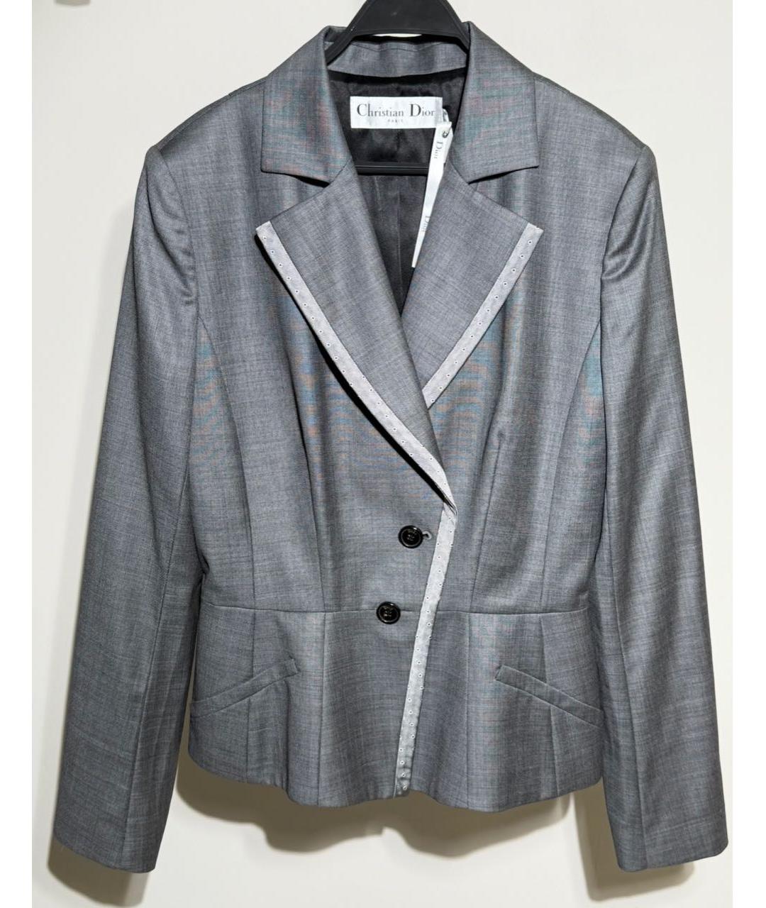 CHRISTIAN DIOR Серый шерстяной жакет/пиджак, фото 6