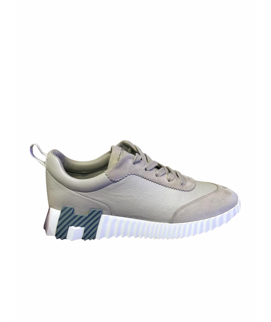 HERMES Бежевые кожаные кроссовки, фото 1