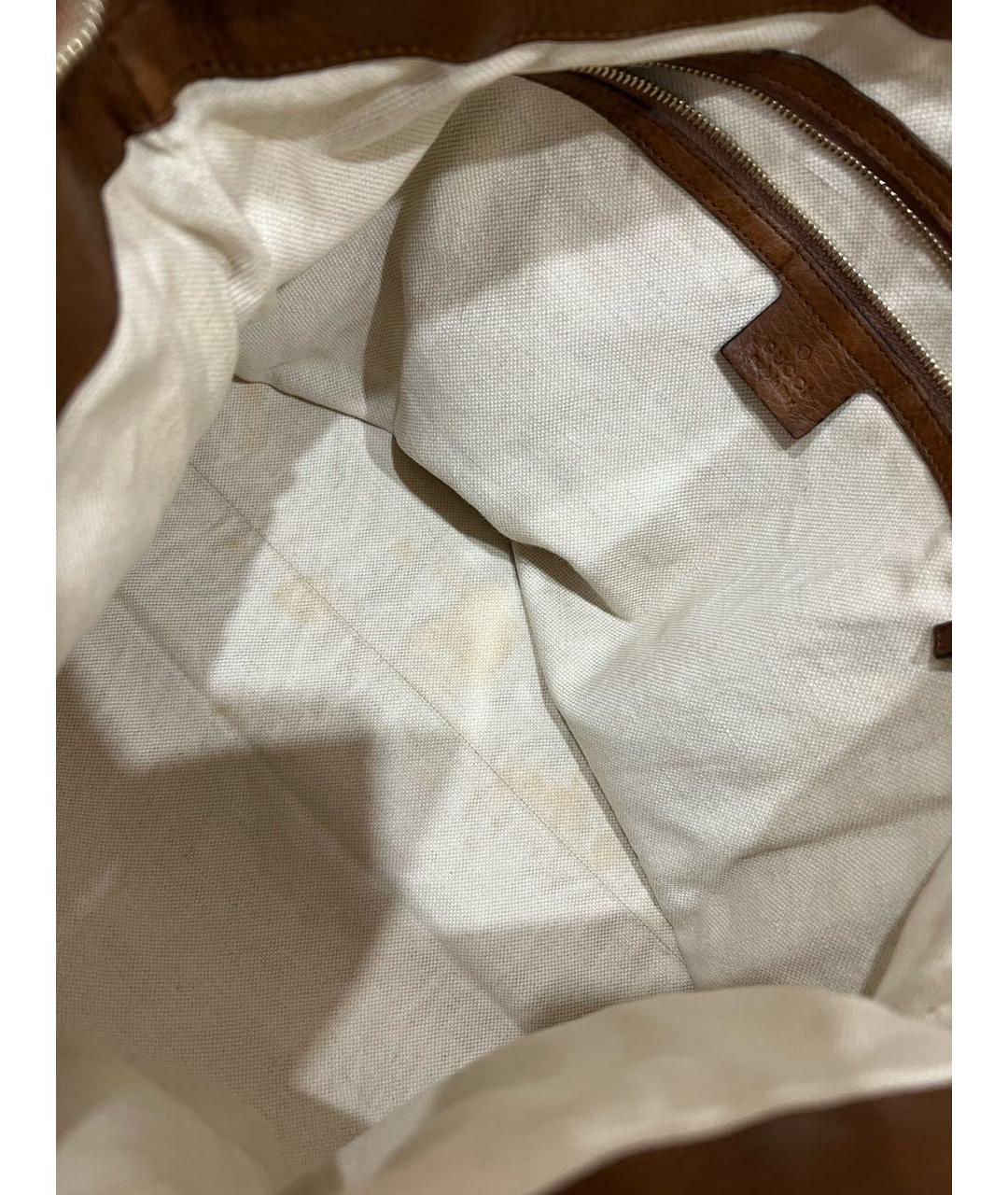 GUCCI Коричневая тканевая сумка с короткими ручками, фото 4