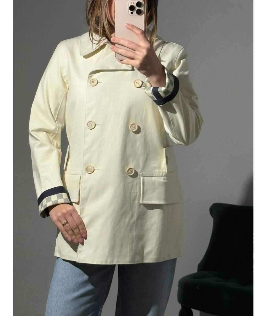 LOUIS VUITTON Белый хлопковый тренч/плащ, фото 5