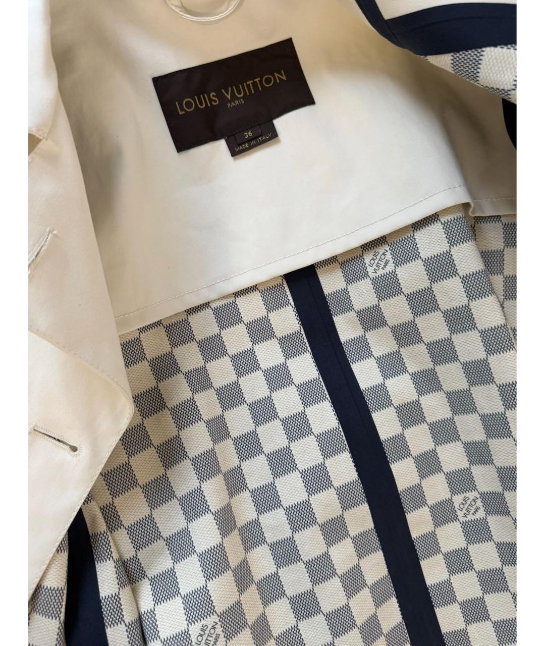 LOUIS VUITTON Белый хлопковый тренч/плащ, фото 3