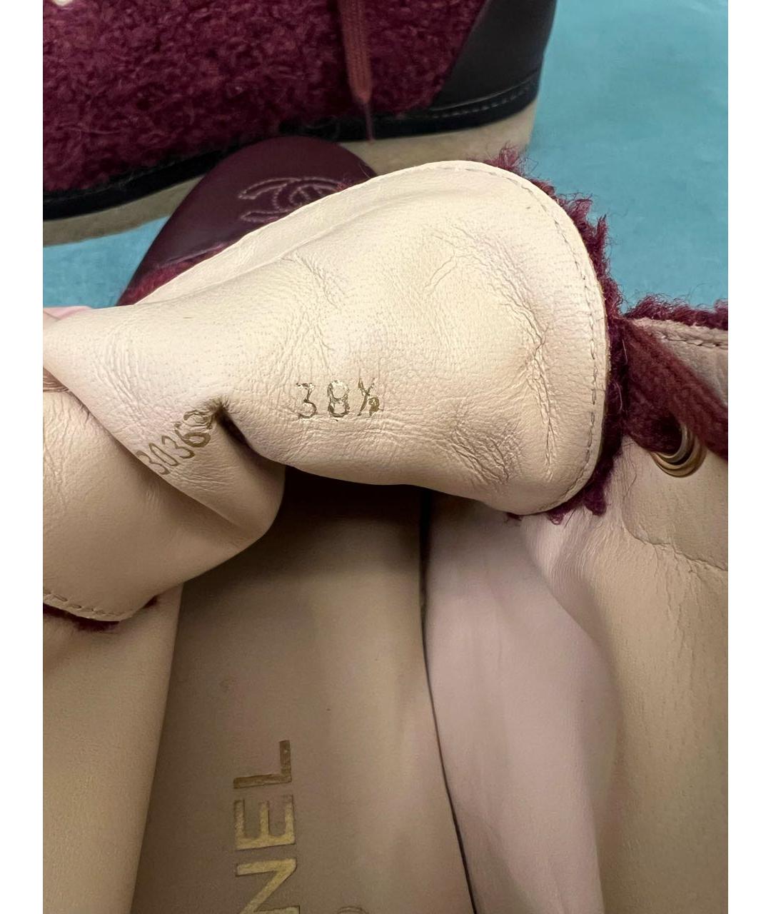 CHANEL Бордовые текстильные ботинки, фото 5