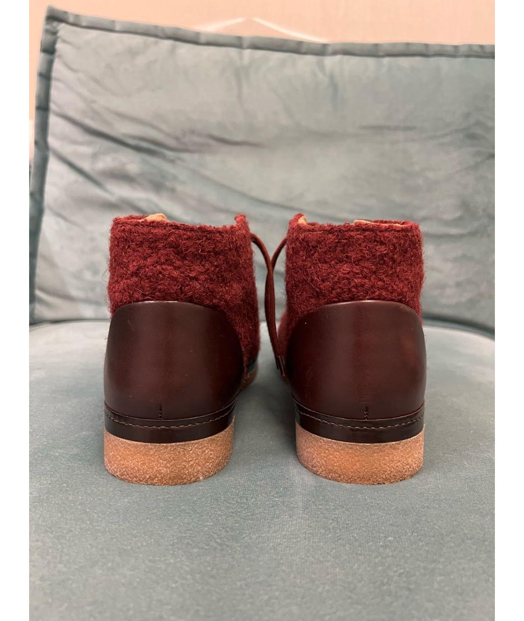 CHANEL Бордовые текстильные ботинки, фото 4