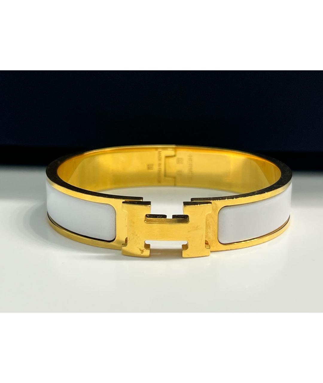 HERMES Белый металлический браслет, фото 8