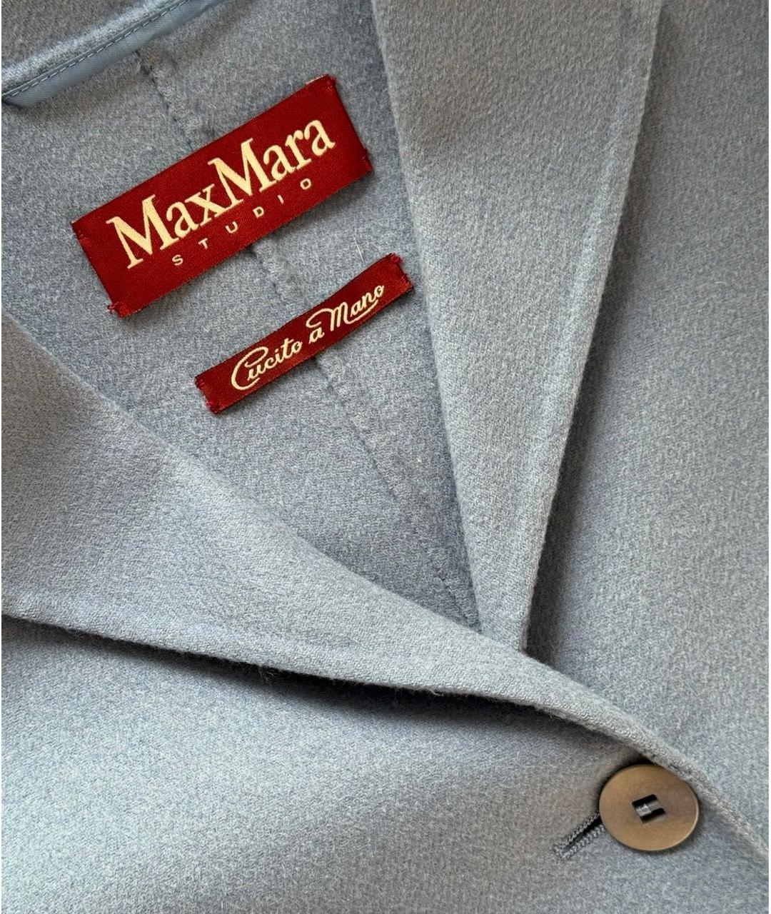 MAX MARA STUDIO Голубое шерстяное пальто, фото 3
