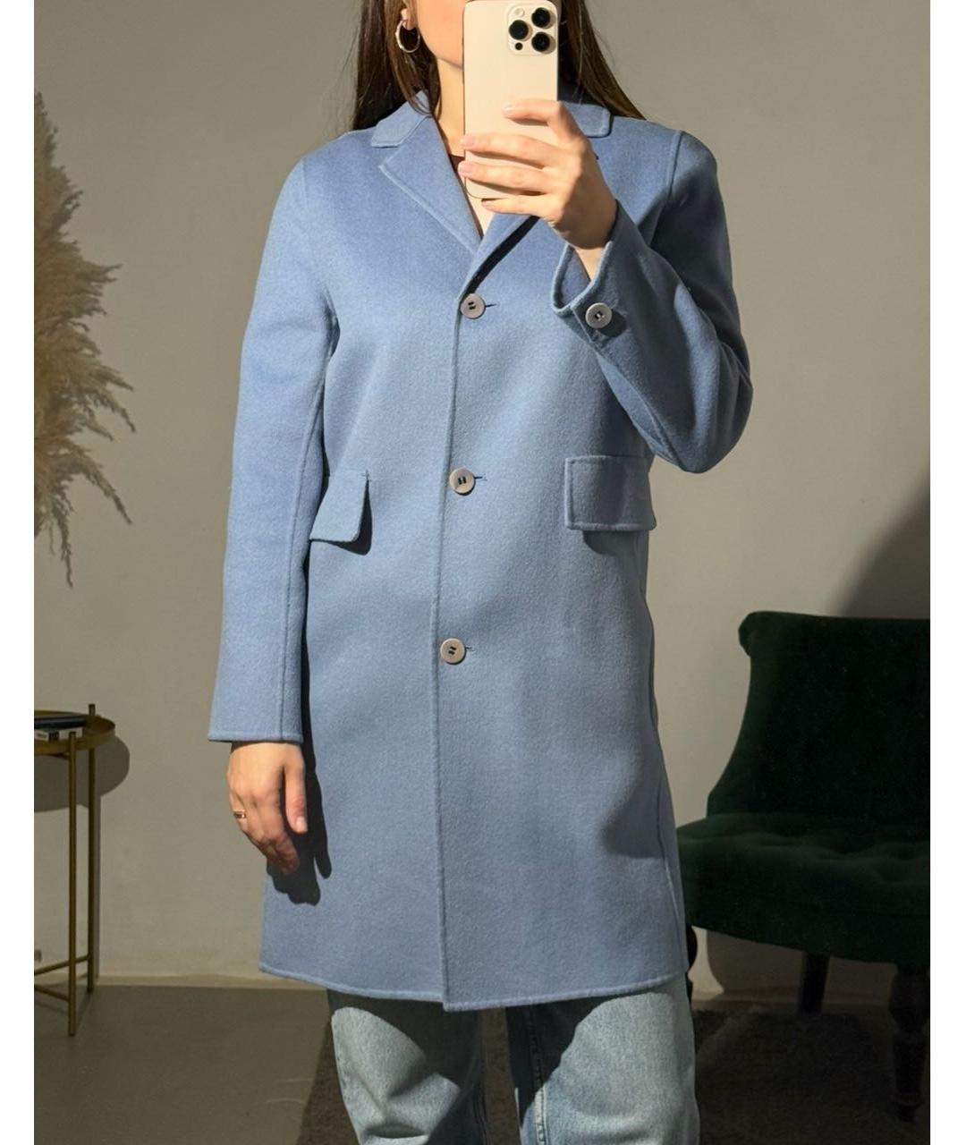 MAX MARA STUDIO Голубое шерстяное пальто, фото 5