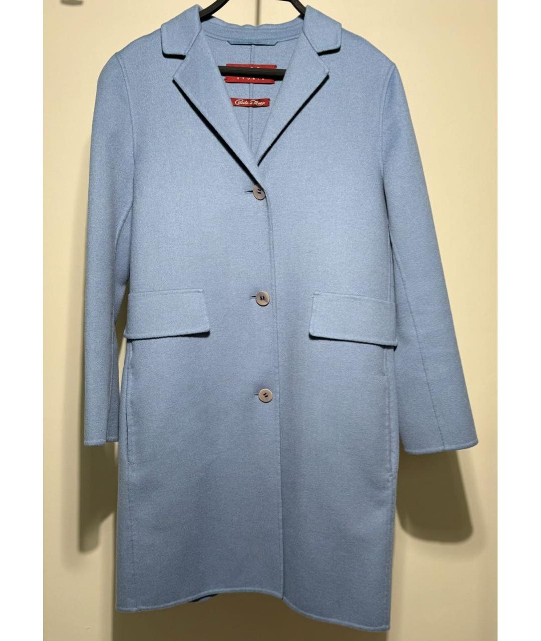 MAX MARA STUDIO Голубое шерстяное пальто, фото 6