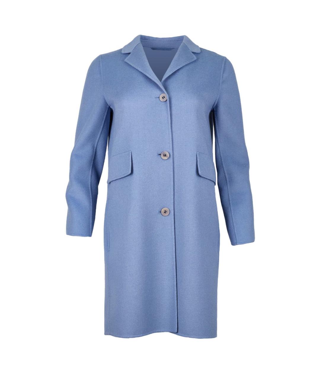 MAX MARA STUDIO Голубое шерстяное пальто, фото 1