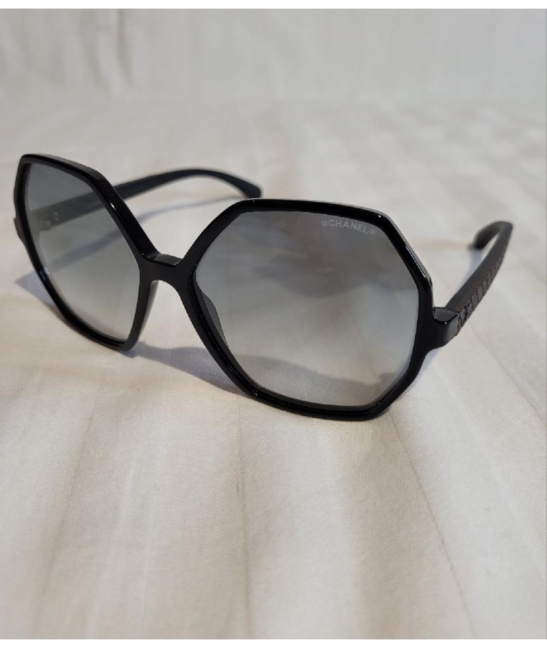 CHANEL Черные пластиковые солнцезащитные очки, фото 3