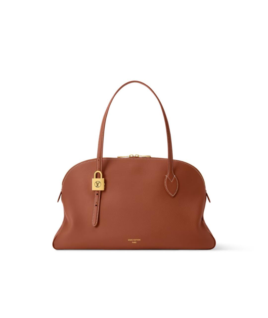 LOUIS VUITTON Коричневая кожаная сумка с короткими ручками, фото 6