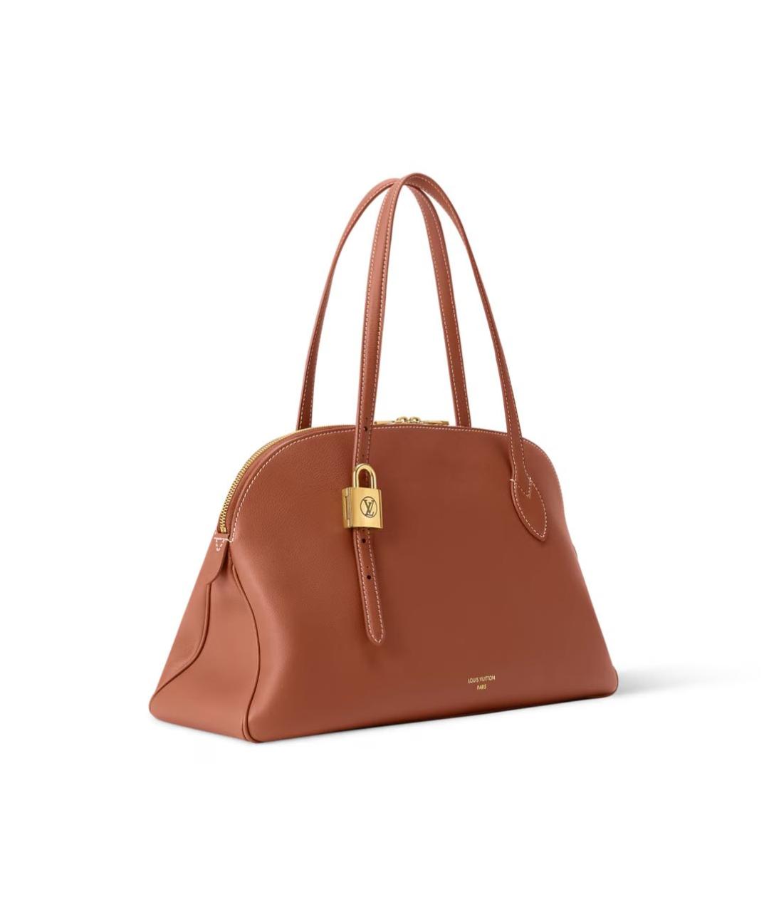 LOUIS VUITTON Коричневая кожаная сумка с короткими ручками, фото 3