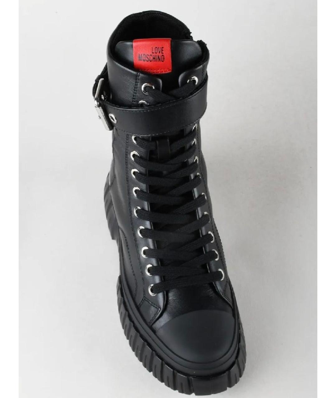 LOVE MOSCHINO Черные кожаные ботинки, фото 4