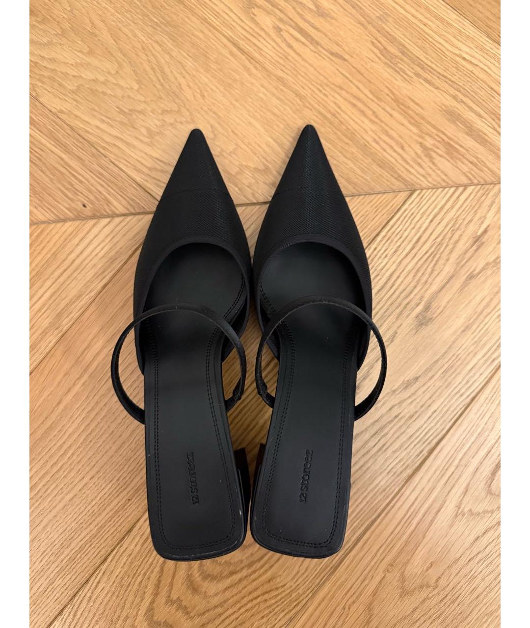 12 STOREEZ Черные текстильные мюли, фото 3