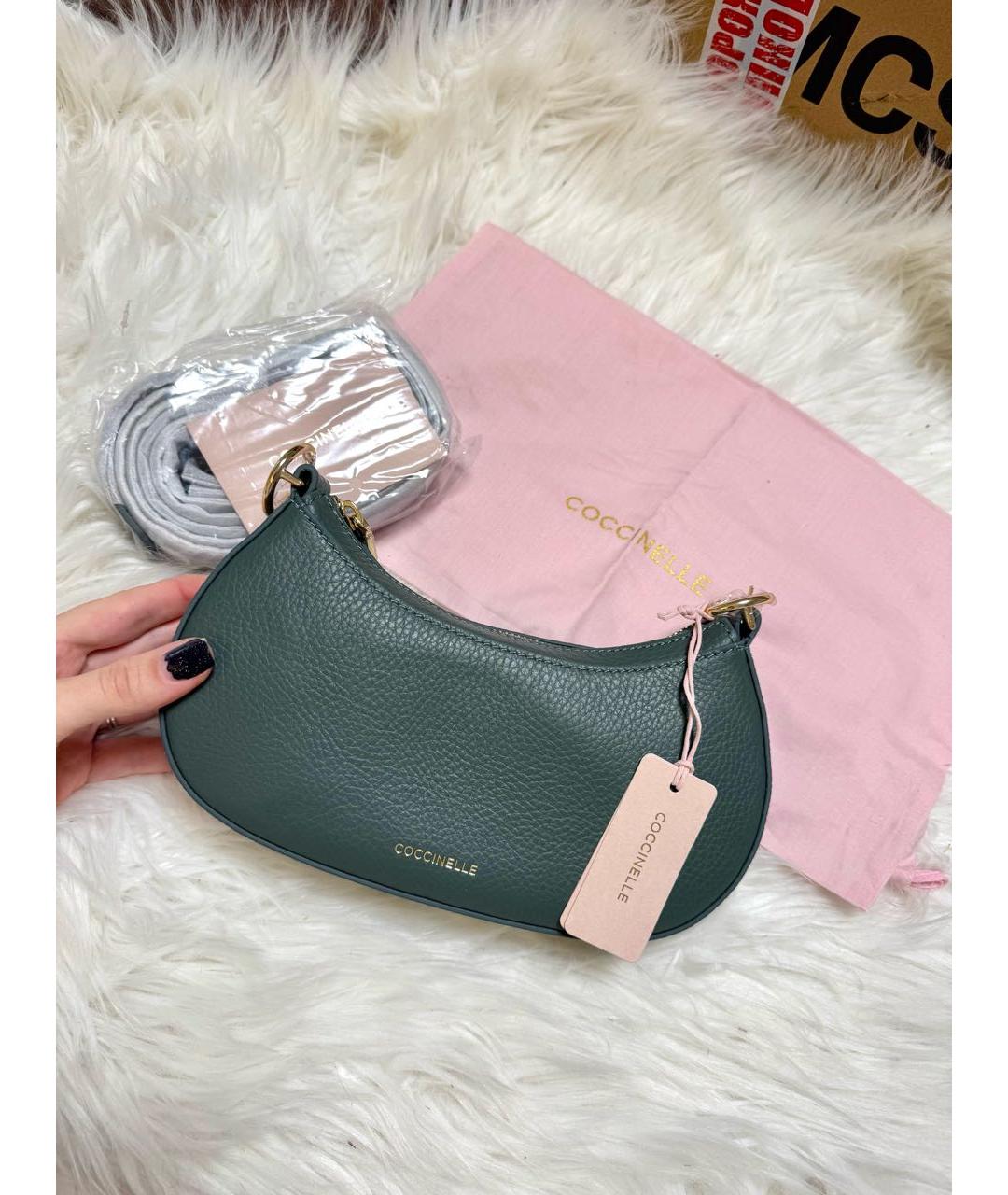 COCCINELLE Зеленая кожаная сумка через плечо, фото 5