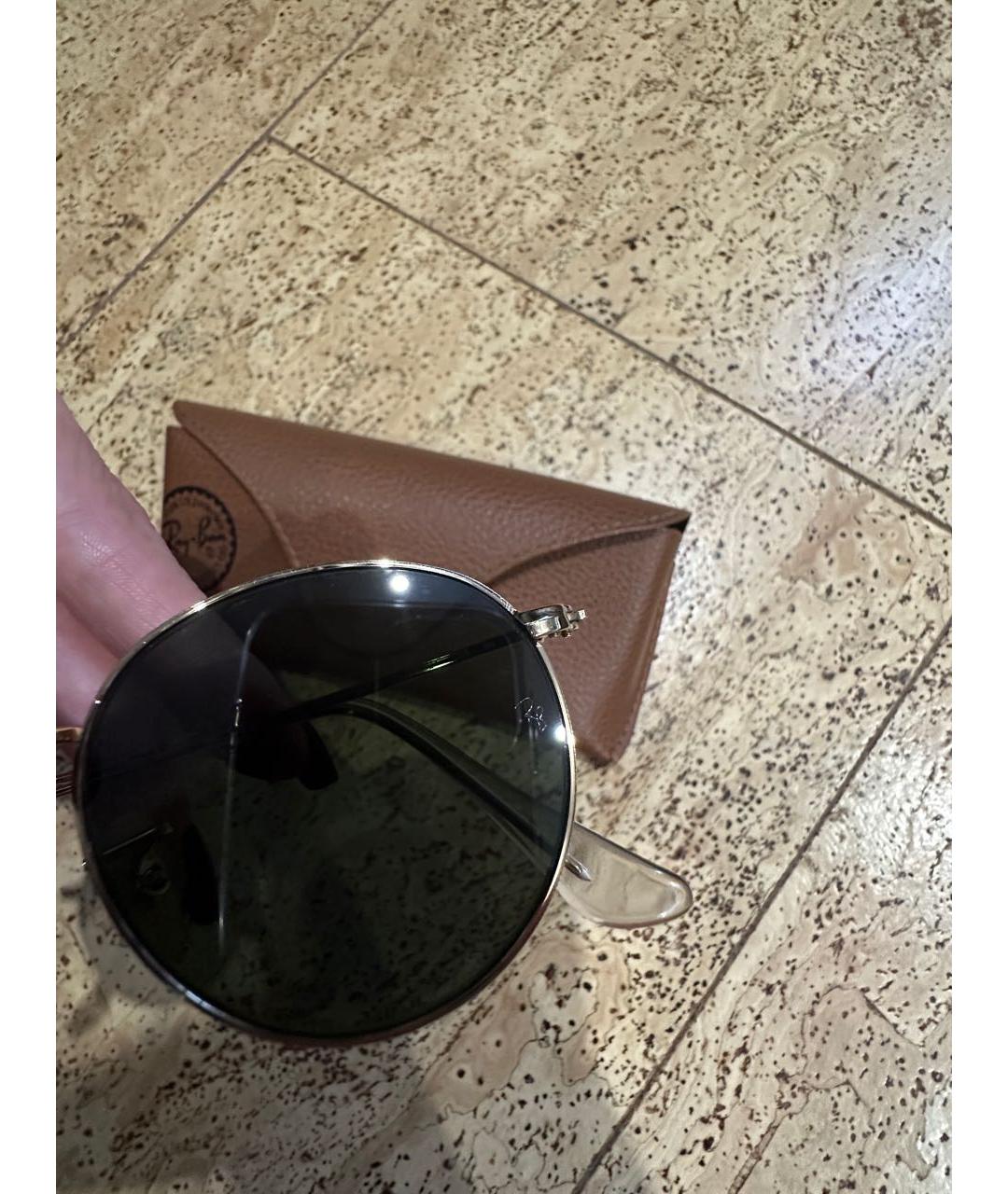 RAY BAN Золотые металлические солнцезащитные очки, фото 3