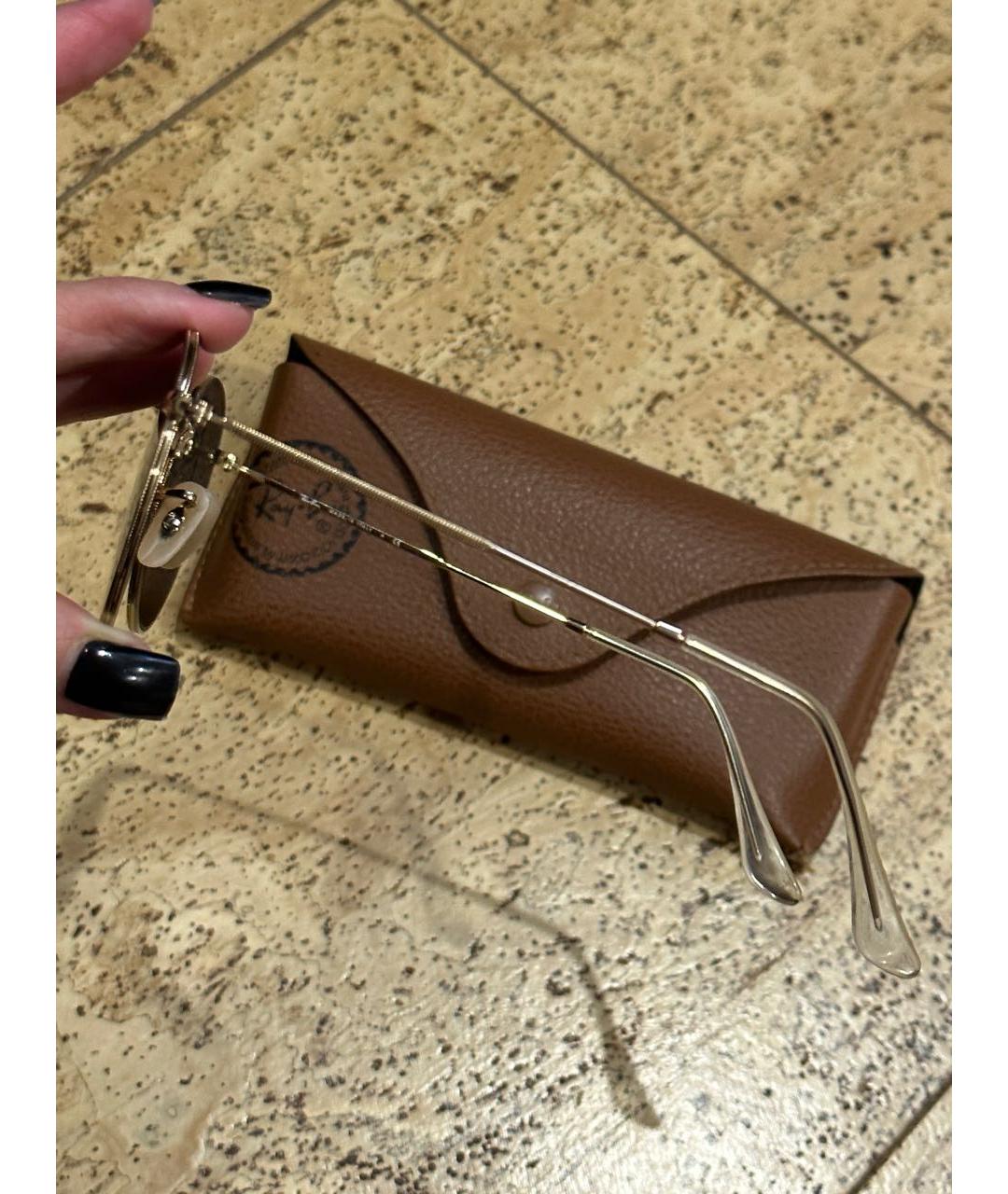 RAY BAN Золотые металлические солнцезащитные очки, фото 2