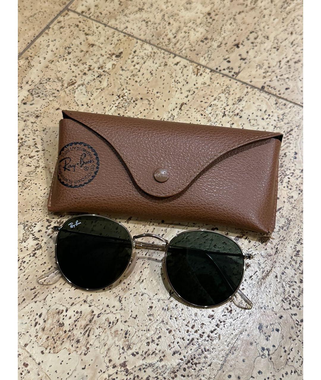 RAY BAN Золотые металлические солнцезащитные очки, фото 6