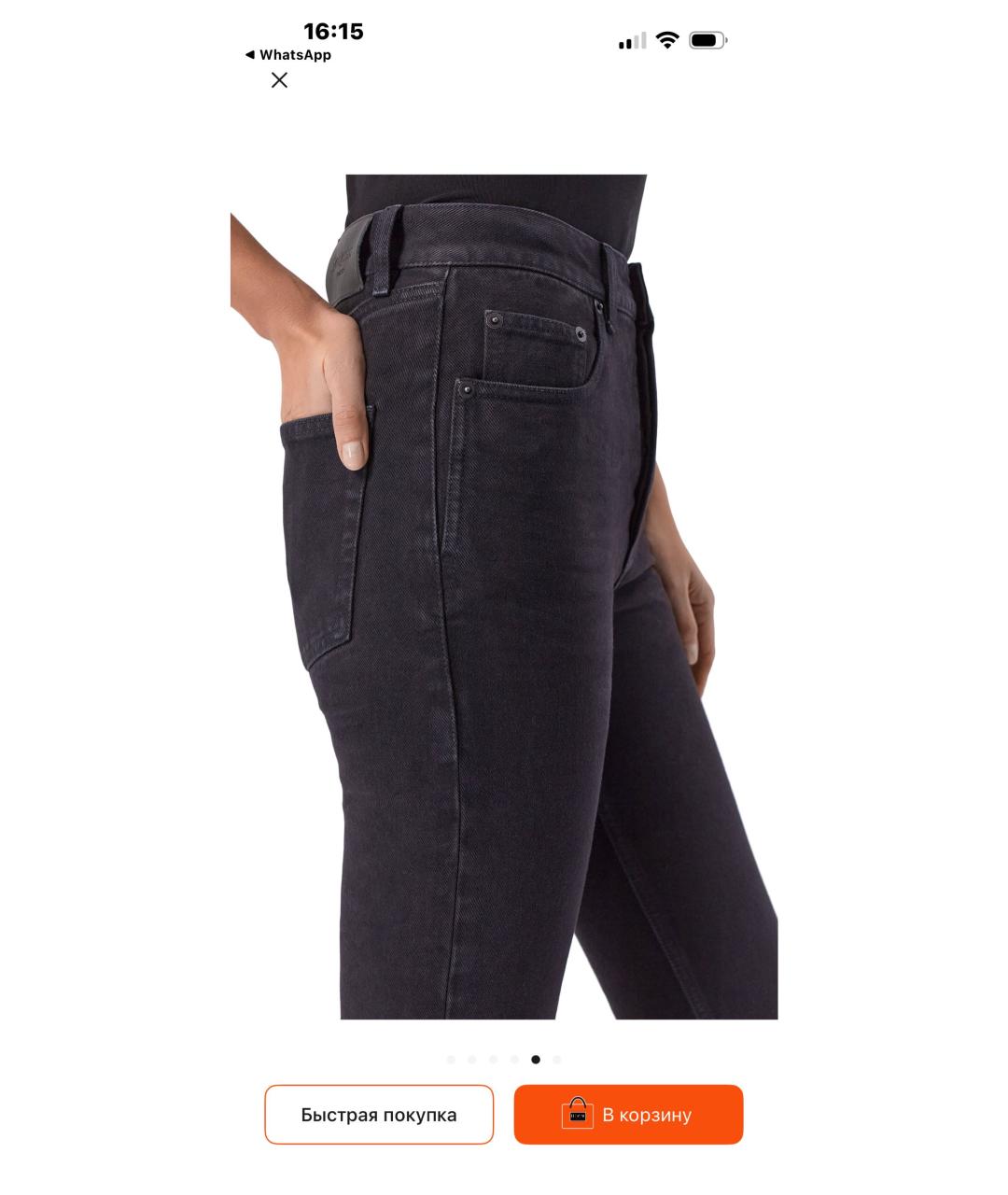 SAINT LAURENT Черные хлопковые прямые джинсы, фото 4