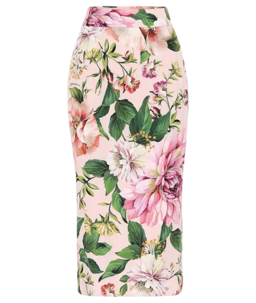 DOLCE&GABBANA Розовая шелковая юбка миди, фото 1