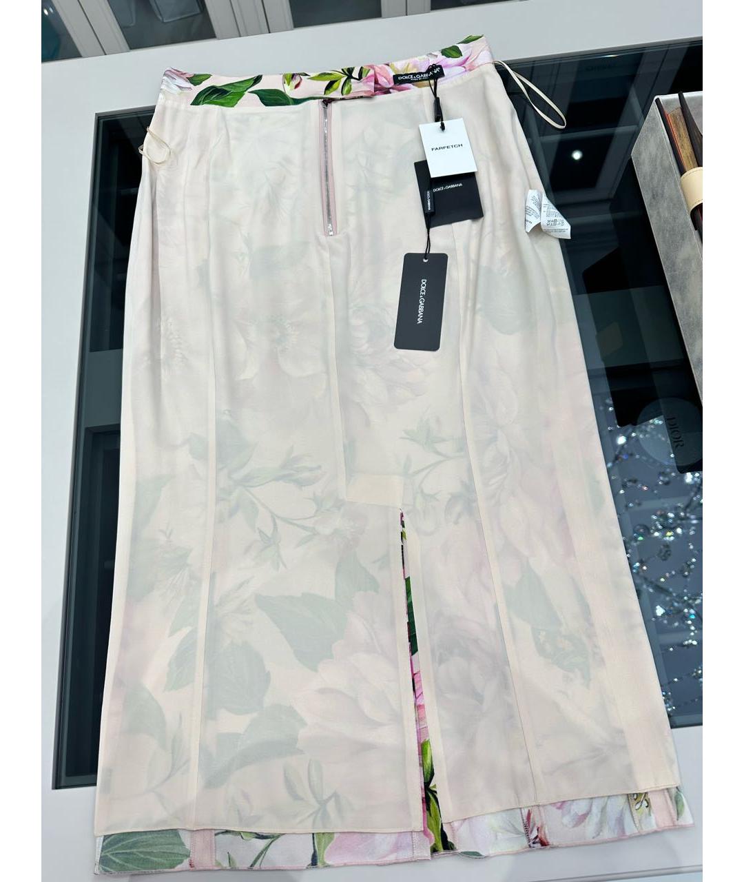 DOLCE&GABBANA Розовая шелковая юбка миди, фото 3