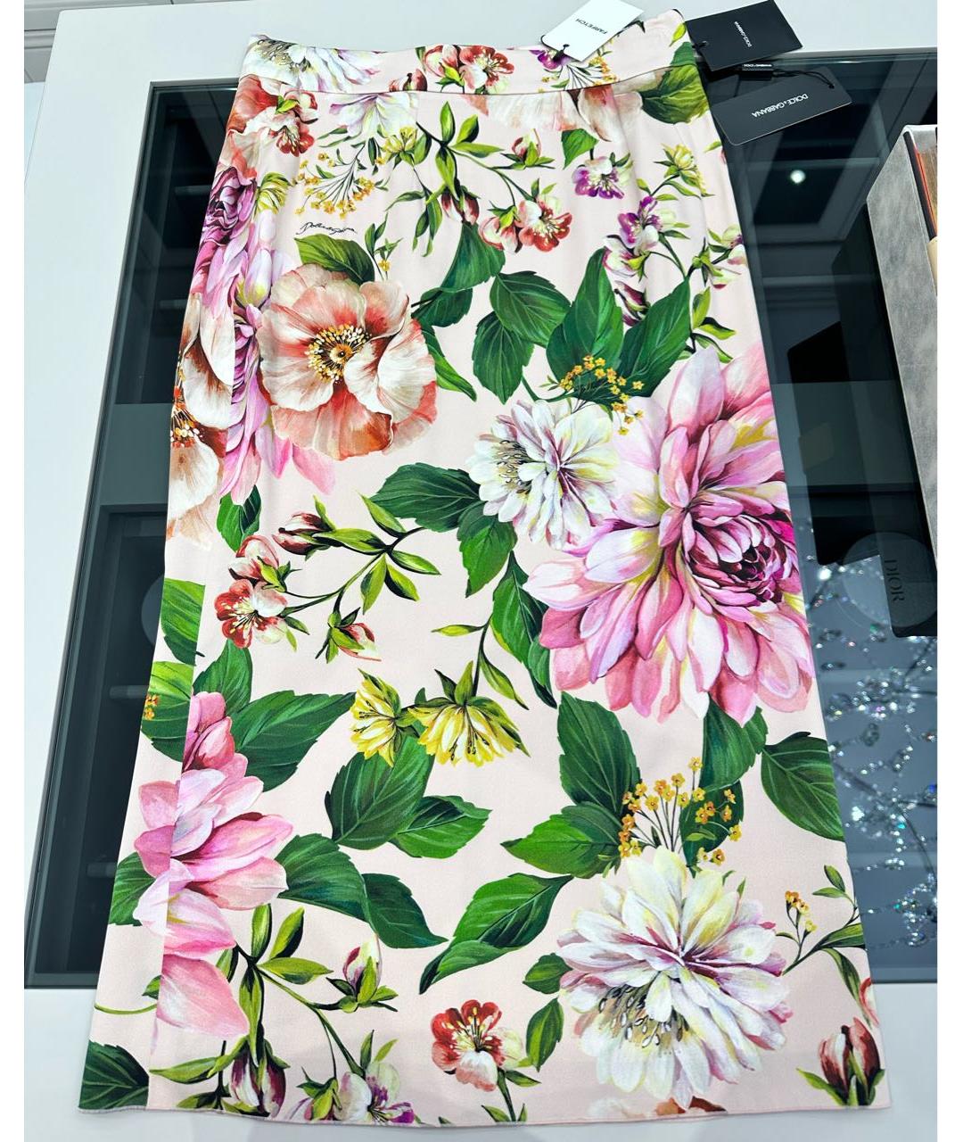 DOLCE&GABBANA Розовая шелковая юбка миди, фото 4