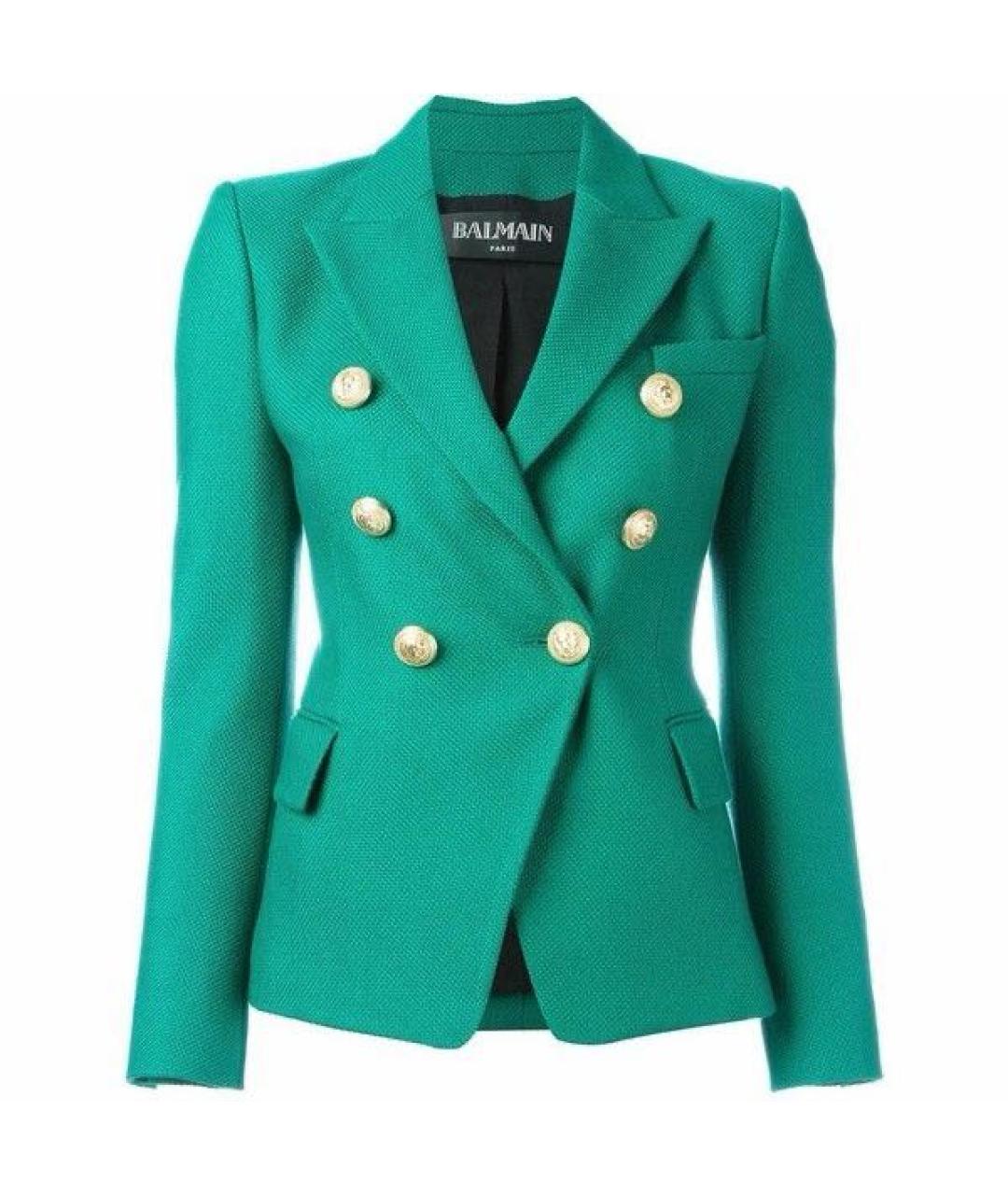 BALMAIN Зеленый хлопковый жакет/пиджак, фото 7