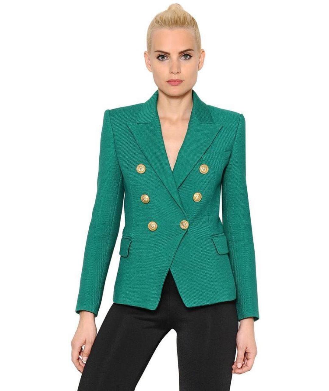 BALMAIN Зеленый хлопковый жакет/пиджак, фото 5