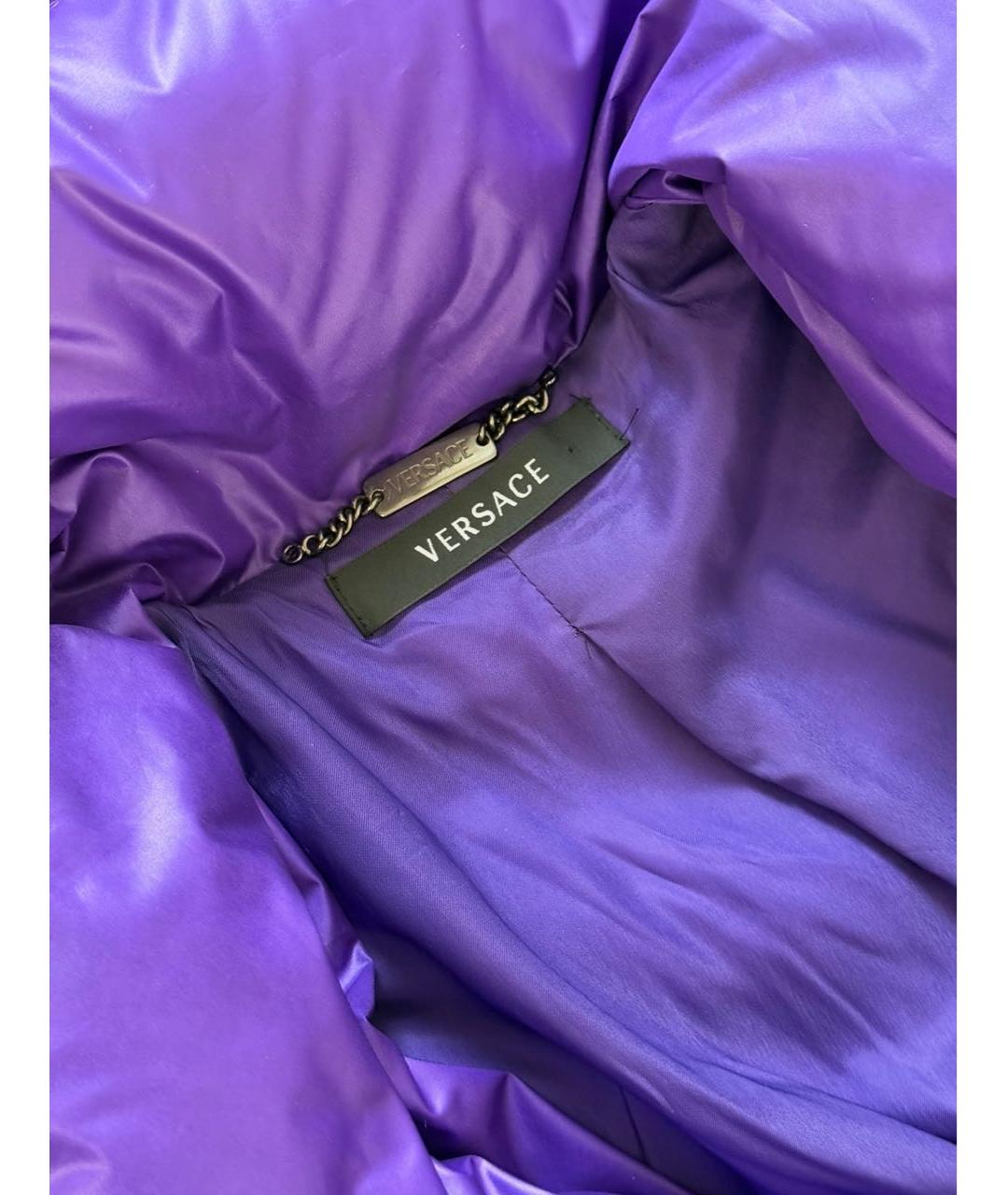 VERSACE Фиолетовый полиамидовый пуховик, фото 3