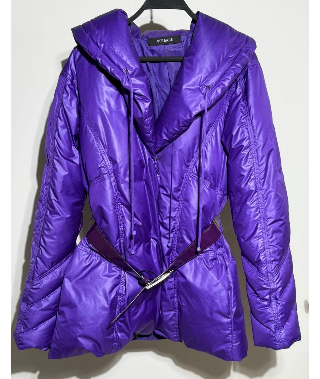 VERSACE Фиолетовый полиамидовый пуховик, фото 6