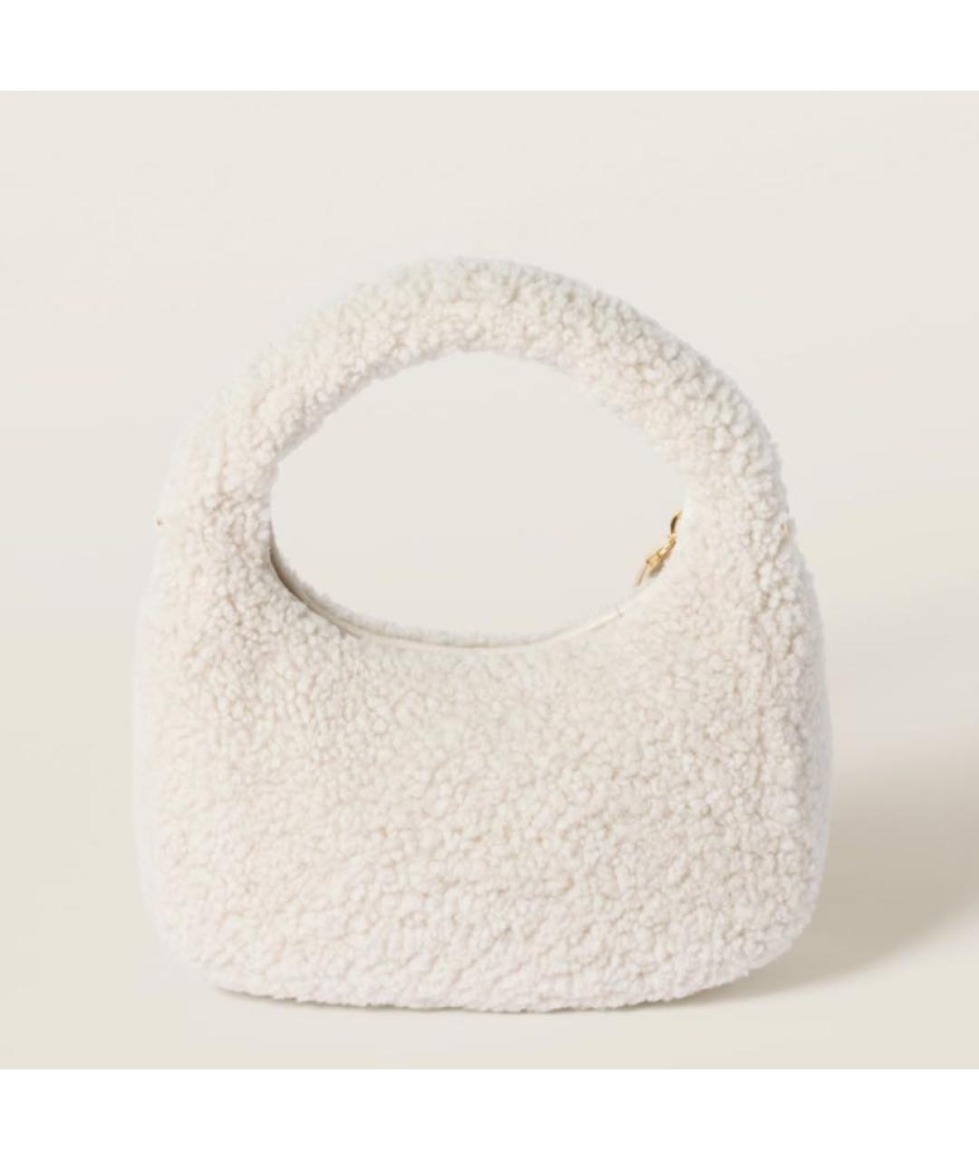MIU MIU Белая шерстяная сумка с короткими ручками, фото 3
