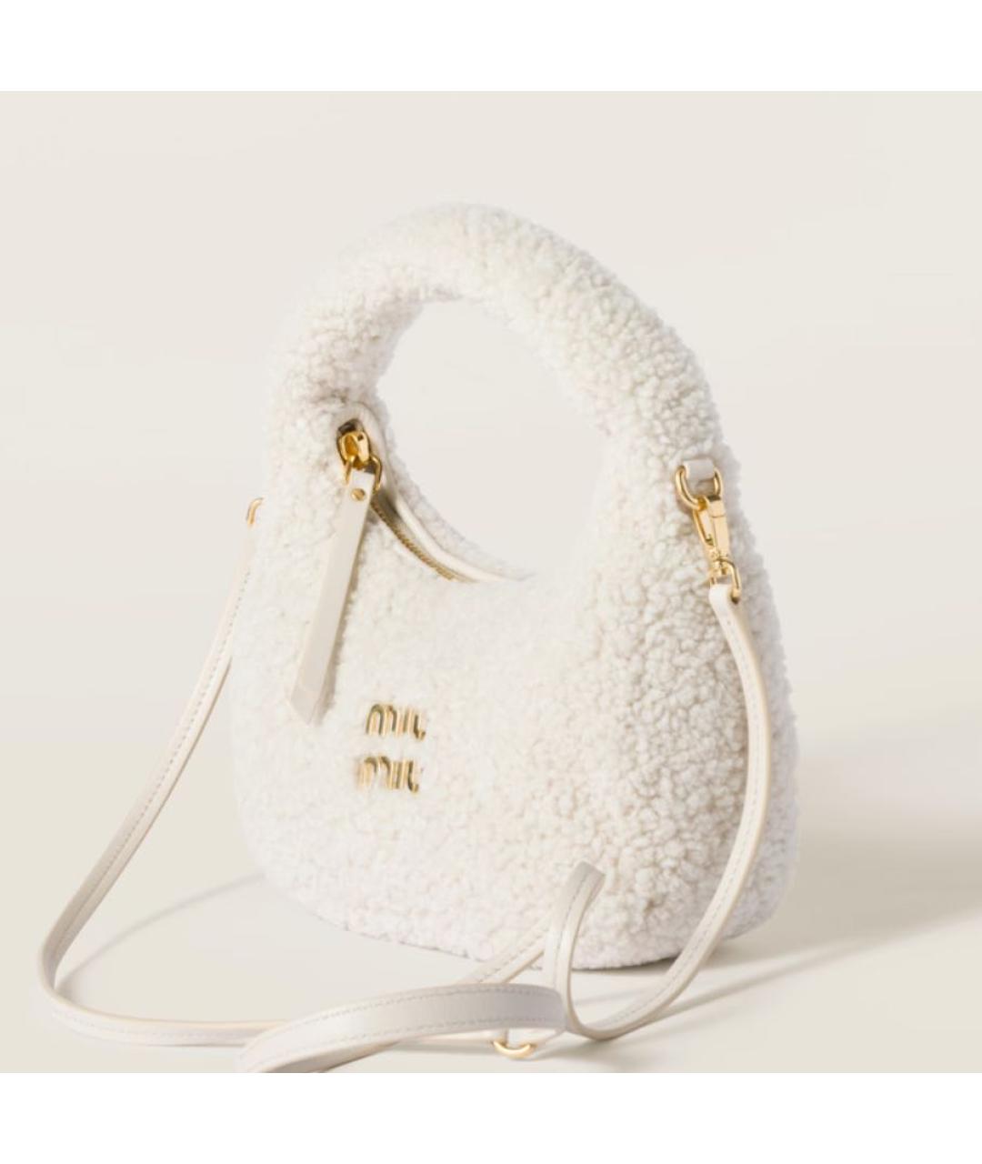 MIU MIU Белая шерстяная сумка с короткими ручками, фото 2
