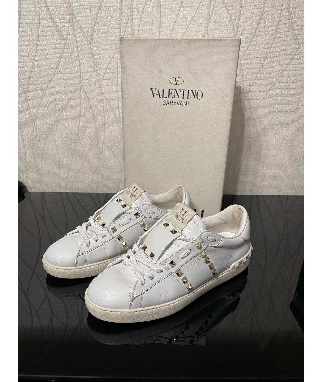 VALENTINO Белые кожаные низкие кроссовки / кеды, фото 6