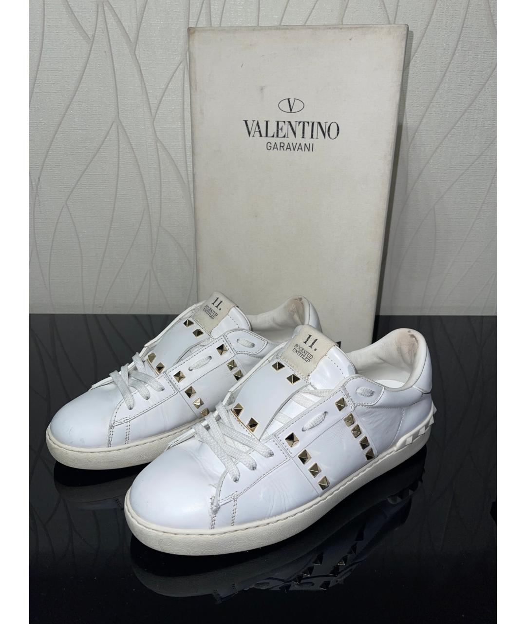 VALENTINO Белые кожаные низкие кроссовки / кеды, фото 7